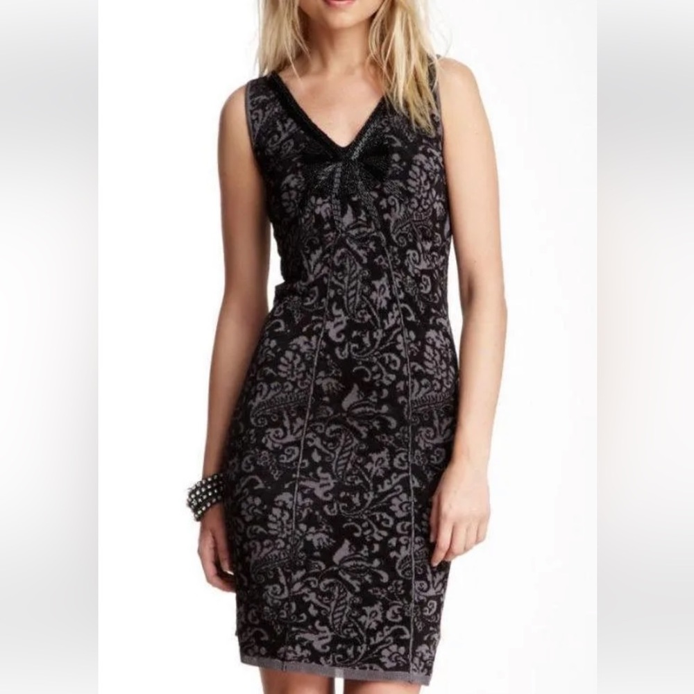 Free People Starstruck Knit Jacquard Beaded Dress - size Medium